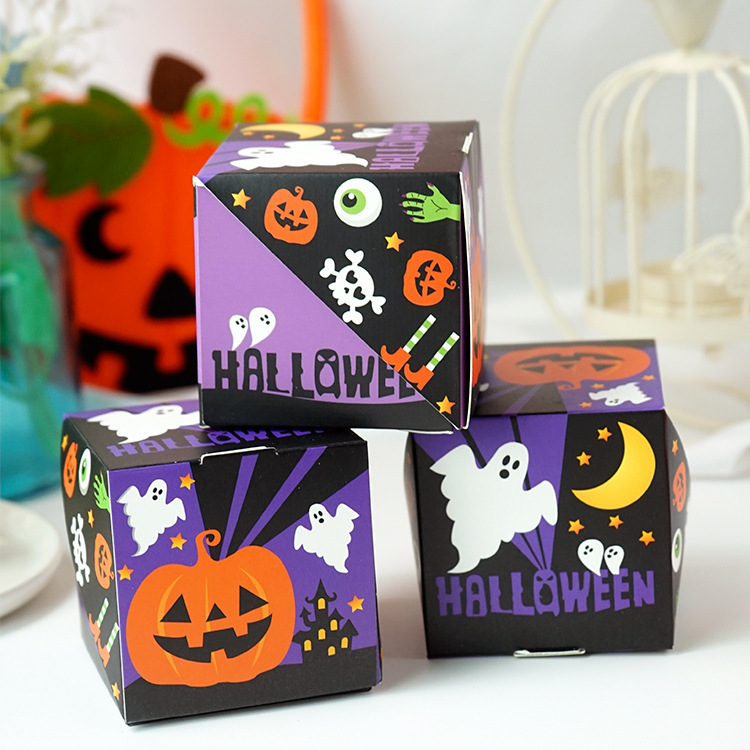 国境を越えた新しいハロウィーンパーティーは、四角い手作りオムレツクッキーdiyクリエイティブ包装紙砂糖箱をカバーしています|undefined