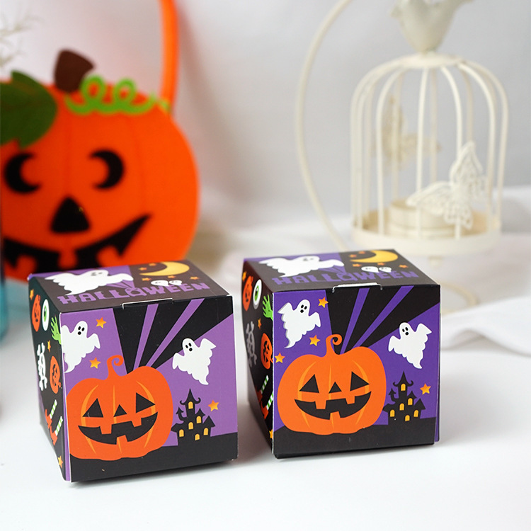国境を越えた新しいハロウィーンパーティーは、四角い手作りオムレツクッキーdiyクリエイティブ包装紙砂糖箱をカバーしています|undefined