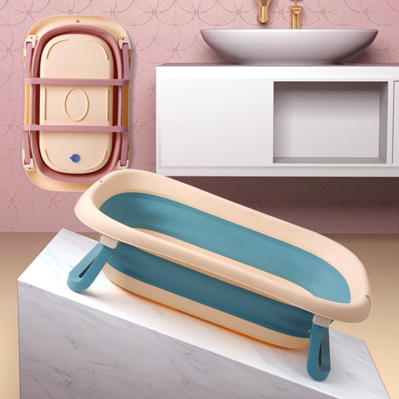 Bañera de bebé bañera plegable bañera de doble uso para sentarse y acostarse niños gran cubo de baño engrosado entrega de una pieza
