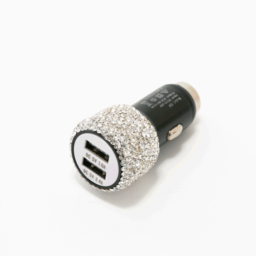 2.4 dual-port car charger, fast charging, one-to-two cigarette lighter, diamond-encrusted dual USB car charger, travel car charging head