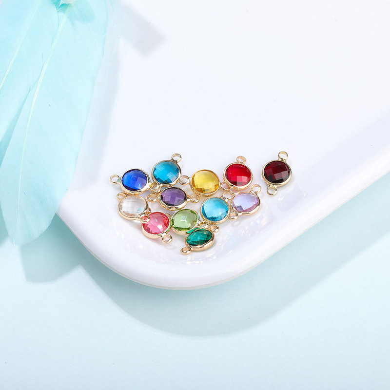 DIY Jewelry Accessories Birthstone December Birthstone Colorful Crystal Glass Double Pendant Accessories DIY Jewelry Accessories Birthstone December Birthstone Colorful Crystal Glass Double Pendant Accessories