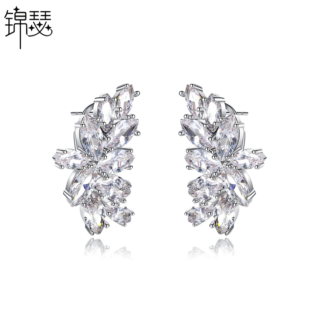 Copper fashionable brand earrings with zircon