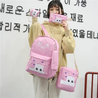 批发2020韩版手提包可爱日文猫咪原宿风书包学生双肩包手提背包