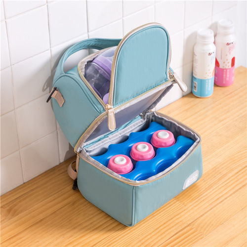 Cross-border wholesale fashion milk bag double-layer milk storage bag thickened bottle insulation bag breast milk preservation ice bag mommy bag