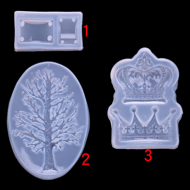 Espejo DIY epoxi molde llavero colgante pequeño árbol corona con agujero cuentas joyería accesorios decorativos