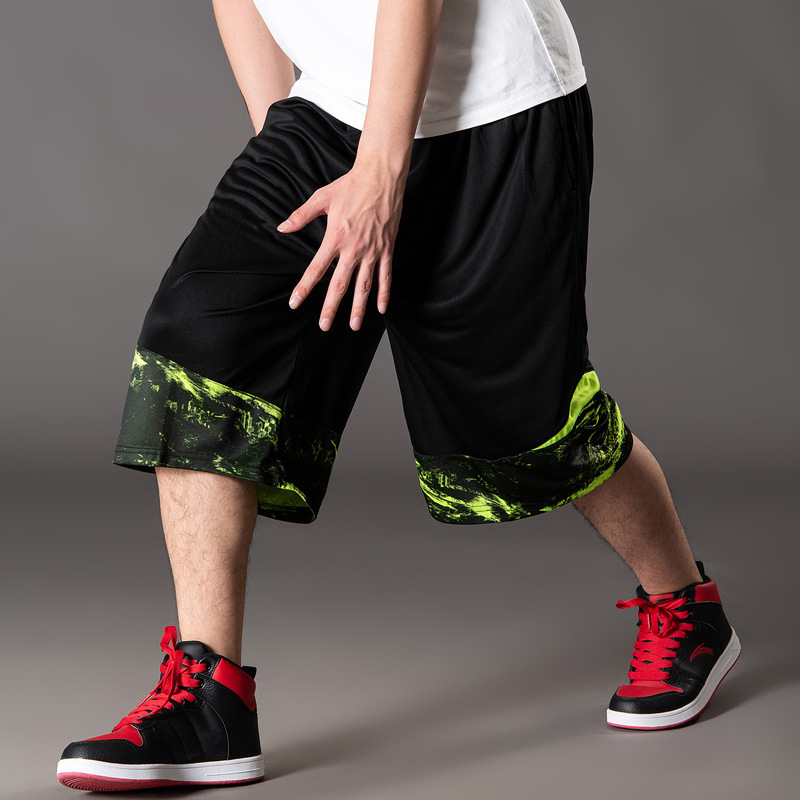 Summer Breathable Large Size Men's Cropped Pants Men's Casual Hip-Hop Medium Pants Loose Fat Pants Basketball Short Pants