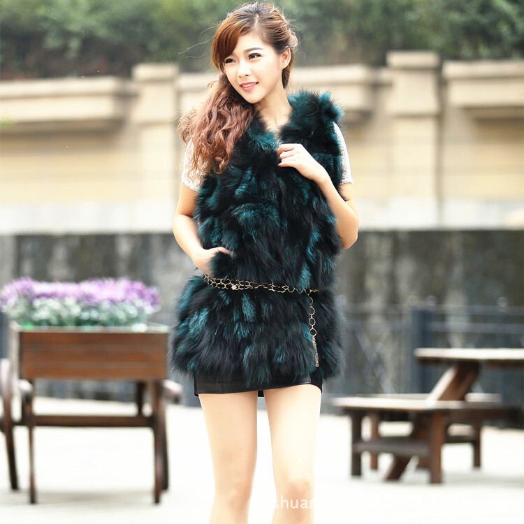 Supply wholesale 2020 new Korean version of fur fox fur vest Silver Fox long women's vest jacket jacket