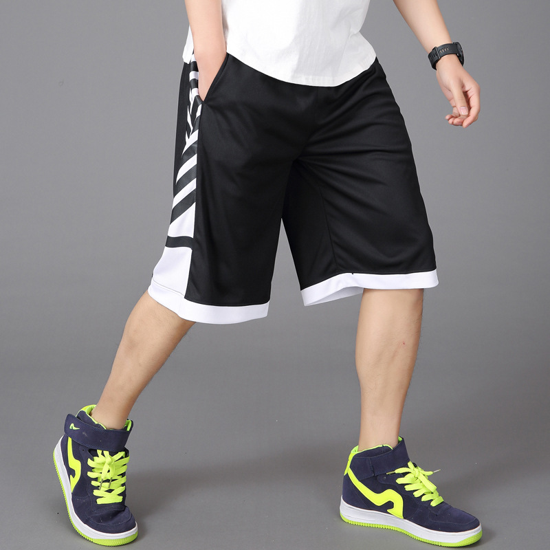 Cropped pants trendy brand hip hop plus size pants men's loose large shorts basketball sports shorts men's trendy middle pants
