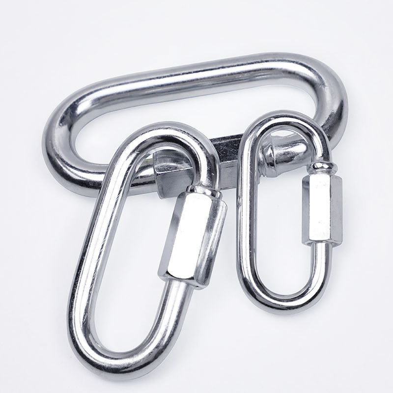 Outdoor Iron Galvanized Mountaineering Buckle Runway-shaped Quick Link Ring Chain Joint Hanging Buckle Safety Buckle