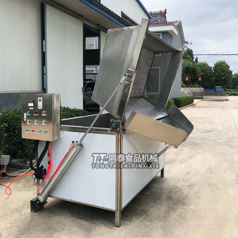 电加热自动出料怪味蚕豆油炸机方形油炸锅 自动控温油炸设备