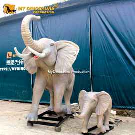 仿真软胶机械会动会叫动物模型 公园动物园大象母子组合玩具
