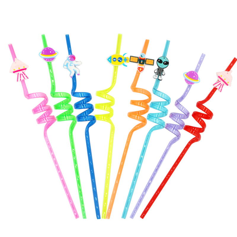 Paja del espacio Princesa paja Panda paja fiesta regalo plástico reutilizable