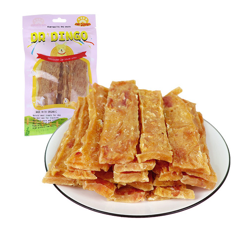 Original factory supply wholesale dog snacks pure meat golden retriever 100g color bagged chicken and duck meat strips jerky dog ​​training reward