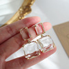 Silver needle, square crystal earings, design fashionable earrings, silver 925 sample, European style, trend of season