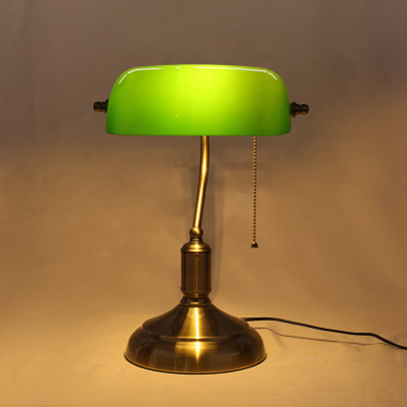 Bank Table Lamp European Style Republic of China Old Shanghai Glass Table Lamp Retro Jiangjie Stone Study House Office Bedside Table Lamp