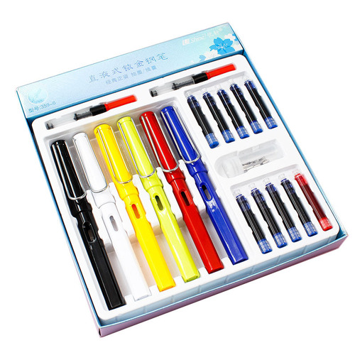 New ink sac pen set, straight liquid posture replacement ink sac, grip correction pen for students to practice calligraphy and calligraphy