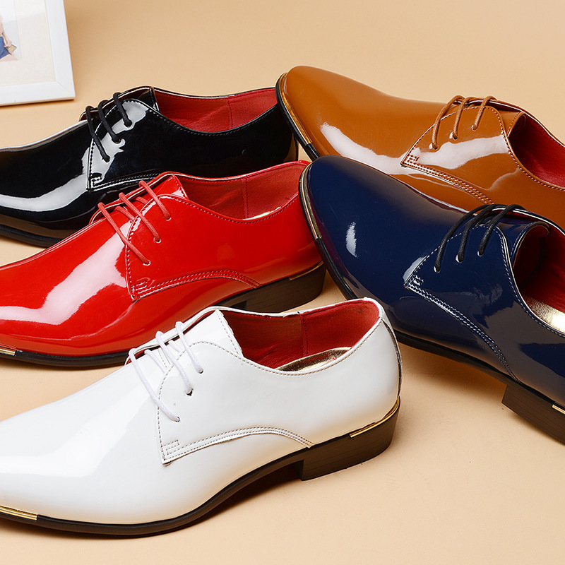 Pointed Toe Retro British Men's Business Casual Leather Shoes Korean Style Patent Leather Men's Lace-Up Leather Shoes Large Size Men's Shoes 48 Pointed Toe Retro British Men's Business Casual Leather Shoes Korean Style Patent Leather Men's Lace-Up Leather Shoes Large Size Men's Shoes 48