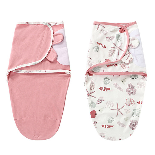跨境 婴儿抱被新生儿睡袋襁褓巾防惊吓包裹巾纯棉2件套四季0-6月