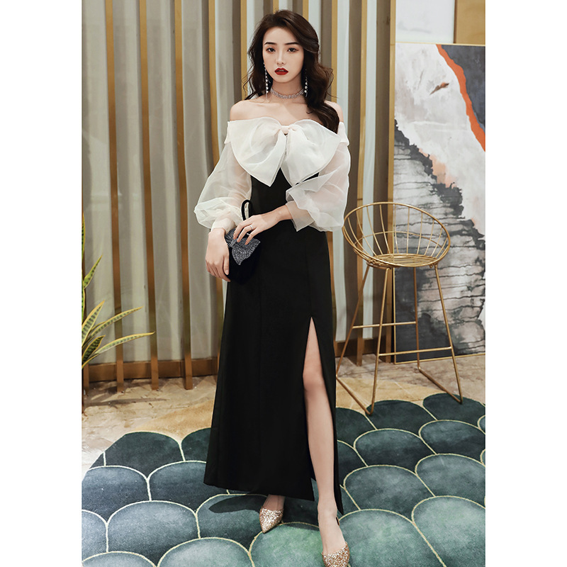 Banquet Evening Dress Women's Long Black One-Shoulder Elegant Elegant Party Celebrity Birthday Dress Dress Spring