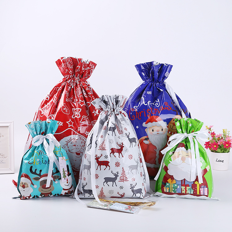 Bolsas de regalo de película láser de Amazon en stock bolsas de regalo de Navidad bolsas de dulces de embalaje de regalos creativas