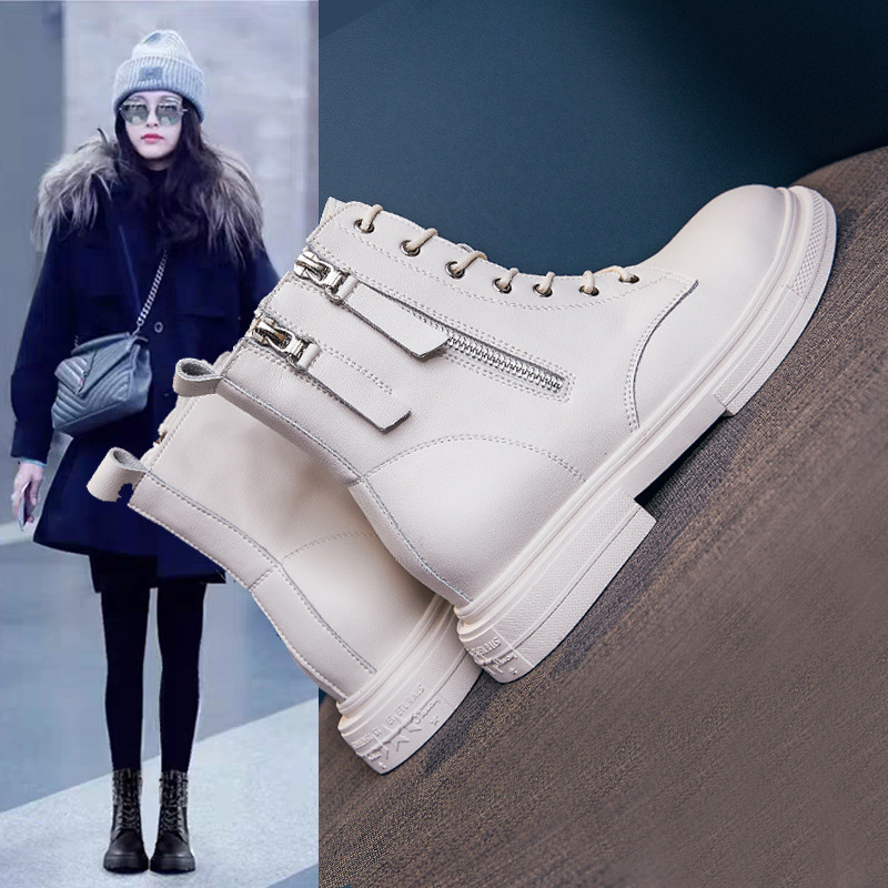 2023 가을 겨울 신상 여성용 키높이 마틴 부츠, 다용도 숏부츠, 사이드 지퍼, 슬림하고 키높이 효과, 캐주얼하고 다용도