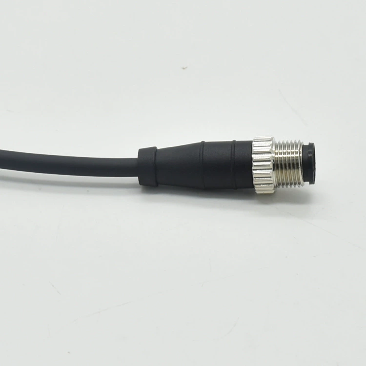 [网络接头M12 4P公头注塑成型连接器D型防水航空插头]