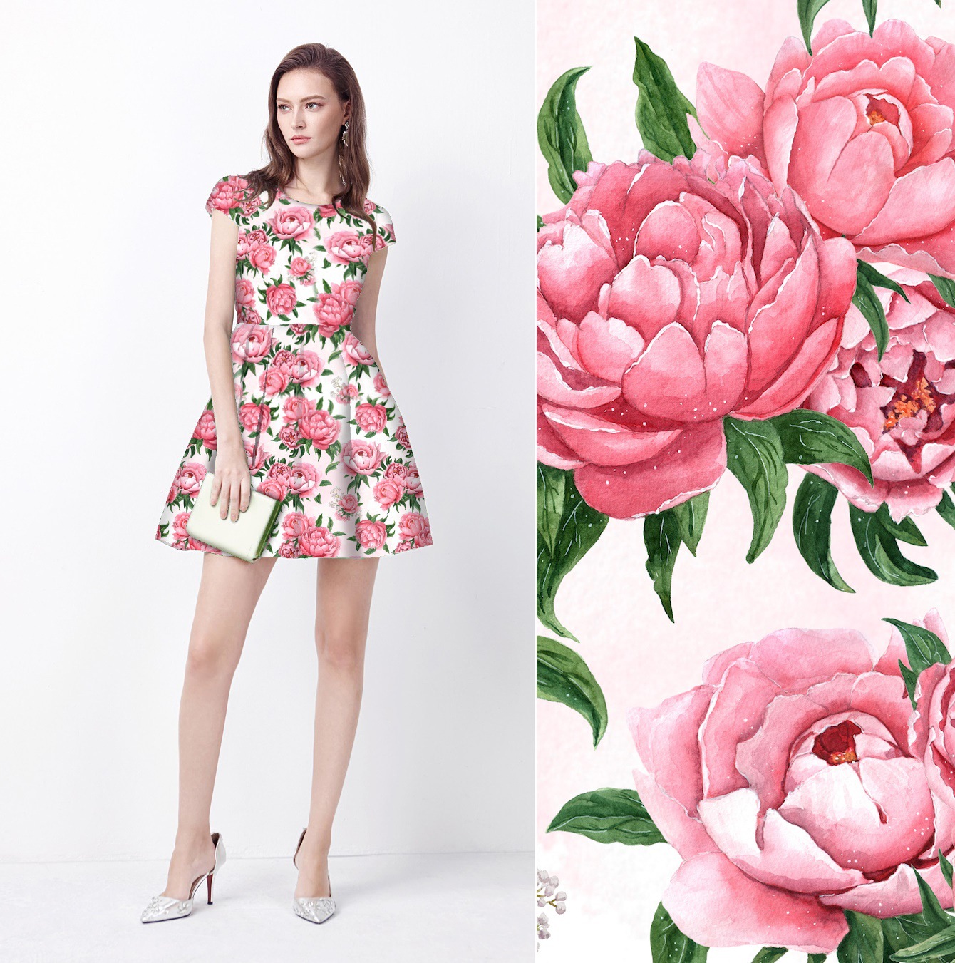 新款隐形条数码印花面料女装连衣裙衬衫服装布全涤梭织碎花印花布