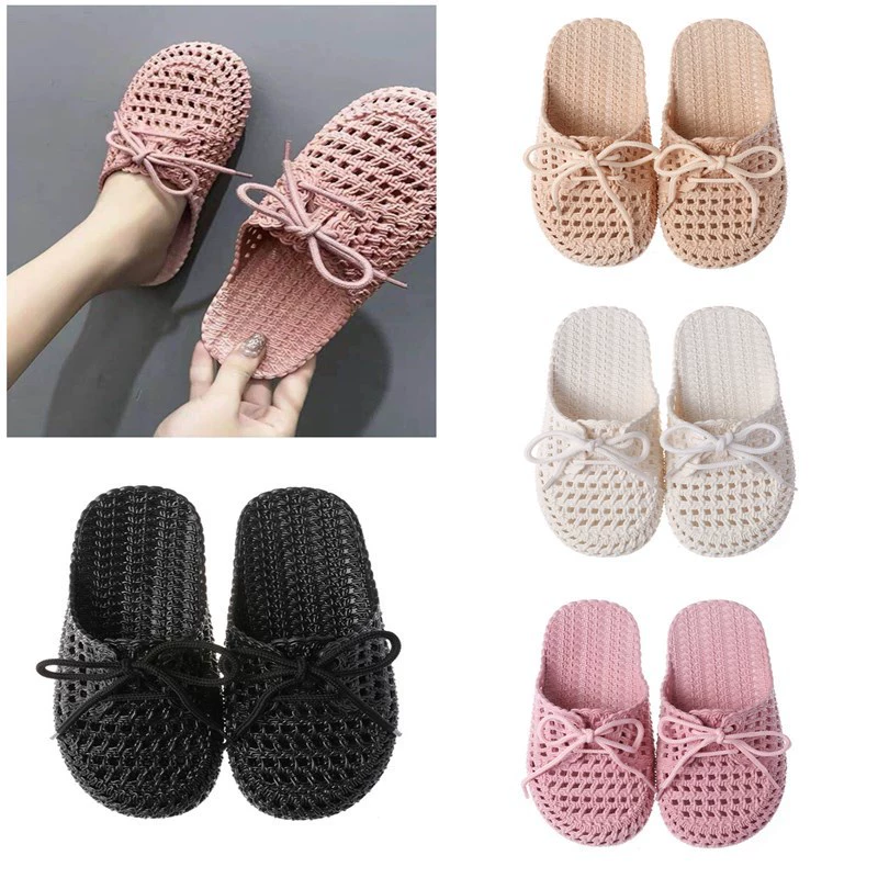 2020 Новое поступление тапочки с бантом, домашняя и уличная одежда, женские модные летние Нескользящие сандалии с отверстием