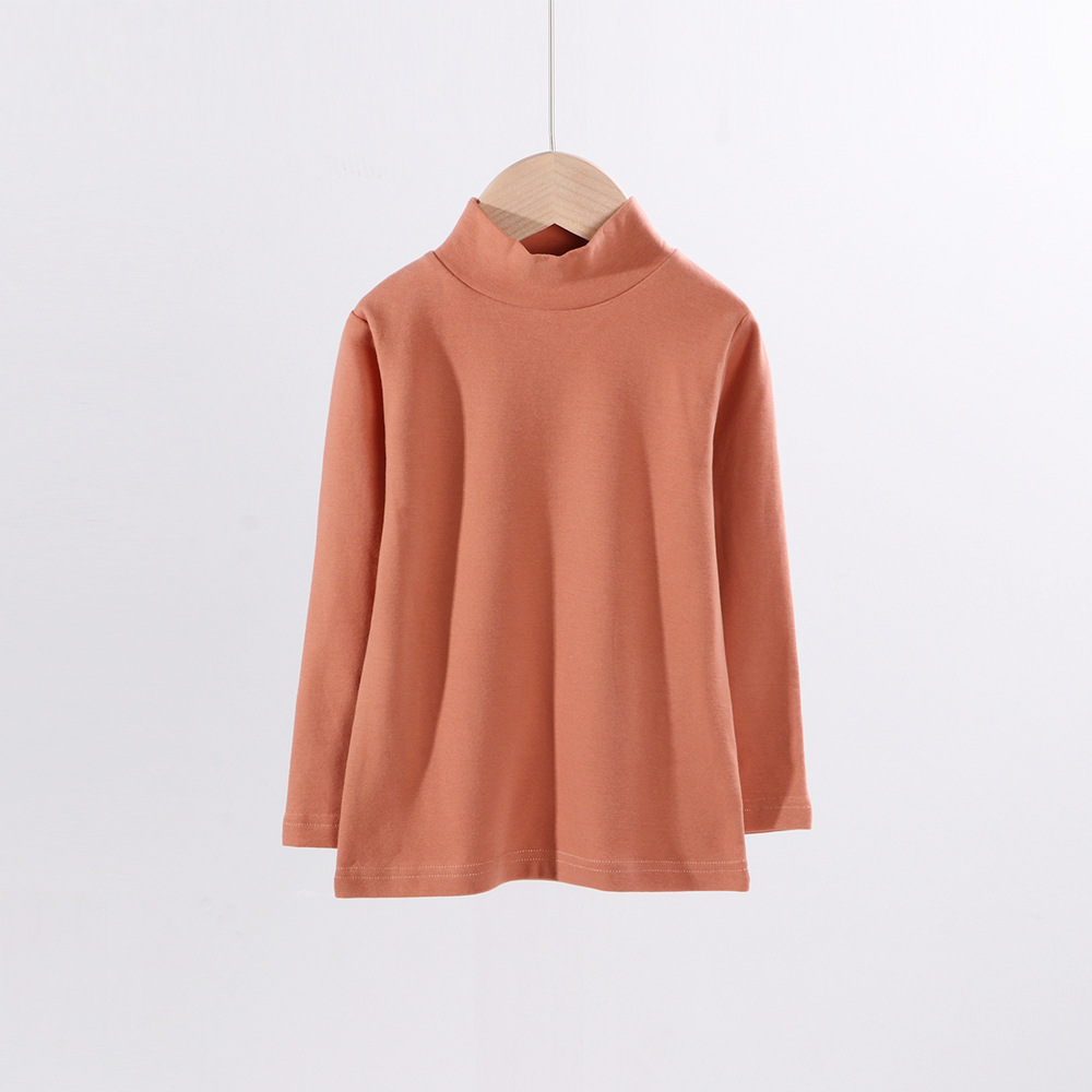 Camiseta térmica de otoño e invierno para niños, ropa infantil clase A, camisa de otoño para niños, camiseta interior de cuello medio alto de color liso para niñas.