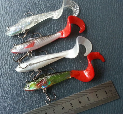 Single tail curly tail package lead soft fish 9.5g/9CM curly tail fish lure 4 pieces per pack Weihai fishing bait wholesale