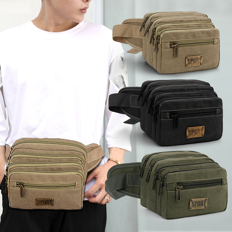 Fanyi's New Canvas Waist Bag for Men, Outdoor Leisure, Large-Capacity Business Cashier Mobile Phone Bag, Wholesale Fanyi's New Canvas Waist Bag for Men, Outdoor Leisure, Large-Capacity Business Cashier Mobile Phone Bag, Wholesale