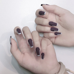 法式磨砂紫網紅款穿戴甲成品假指甲美甲貼片指甲貼片防水可拆卸