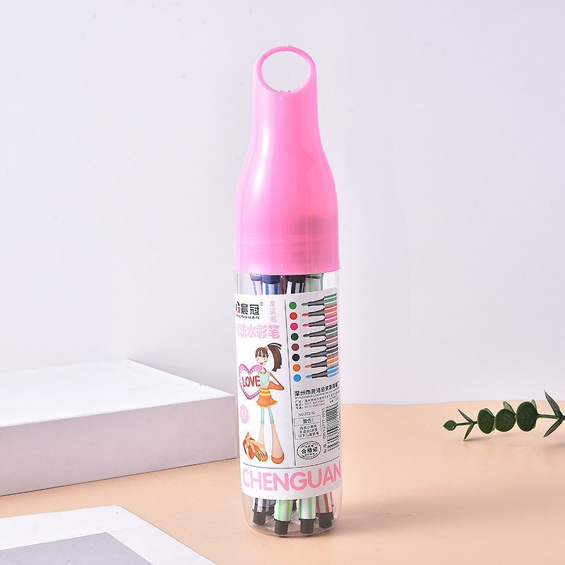 Kindergarten suministros de arte pintura color pluma niños acuarela pluma barril portátil lavable acuarela pluma al por mayor