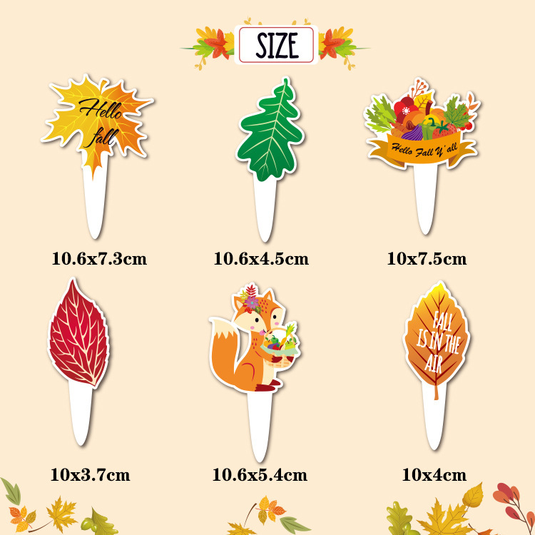 2024 Amazon Hot Selling Cake Decoration Paper Inserts Autumn Pumpkin Thanksgiving Baking Harvest Season Holiday Party