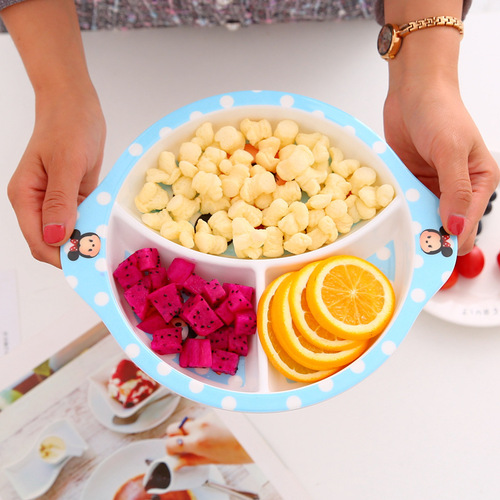 Melamine dinner plate divided children's tableware set cute cartoon breakfast plate divided creative western dinner plate steak plate