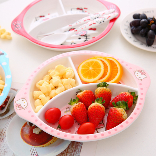 Melamine dinner plate divided children's tableware set cute cartoon breakfast plate divided creative western dinner plate steak plate