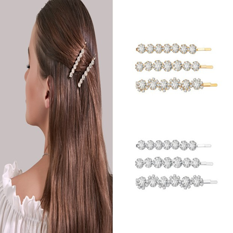 Estilo coreano nuevos accesorios para el cabello dulce rhinestone horquilla flor creativa palabra clip Taobao circón traje horquilla