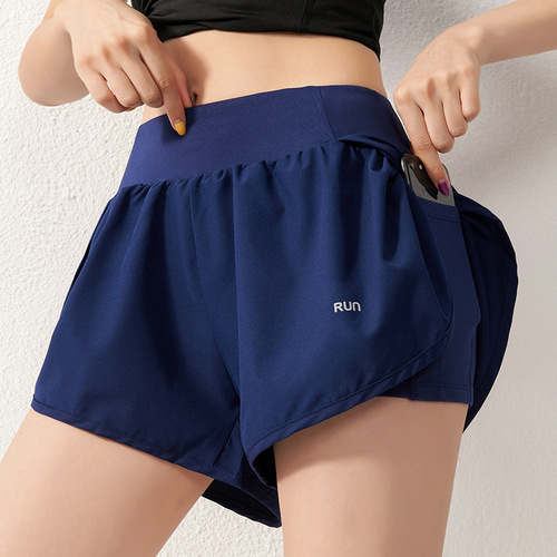 Women's loose and thin sports shorts for running, gym, casual wear, high-waisted wide-leg two-piece shorts for summer