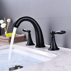 Black vintage brass hot and cold Nordic basin faucet double handle three-hole split three-piece faucet gold