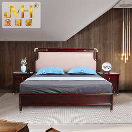 AB新中式海棠木实木床小户型家具轻奢简约1.5米1.8婚床主卧