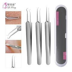 Manufacturer wholesale stainless steel pimple tweezers, blackhead remover, acne remover, new product tweezers