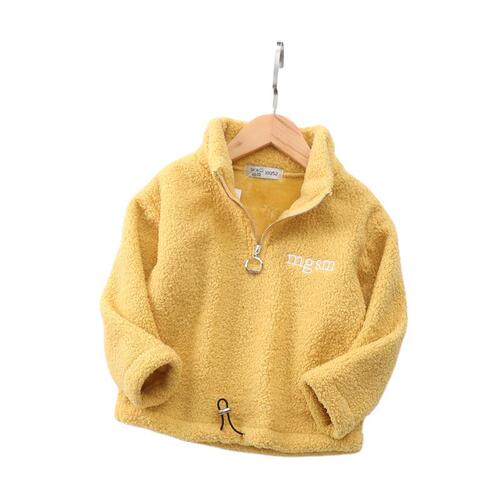 2024 Teddy Fleece Children's Sweatshirt Outerwear Spring New Letter Boy Baby Children's Long Sleeve Stand Collar Top Wholesale