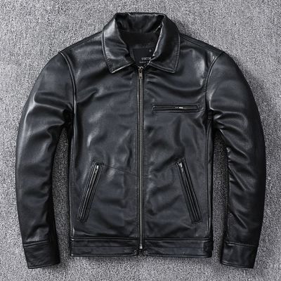 Mulholland Drive Engraved classic The first layer soft Calfskin genuine leather leather clothing man Self cultivation leather jacket leisure time coat