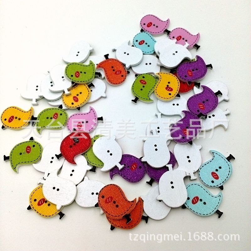 25mm Amazon colorido pollo botones de madera hermosa decoración niños hechos a mano 50 unids por paquete
