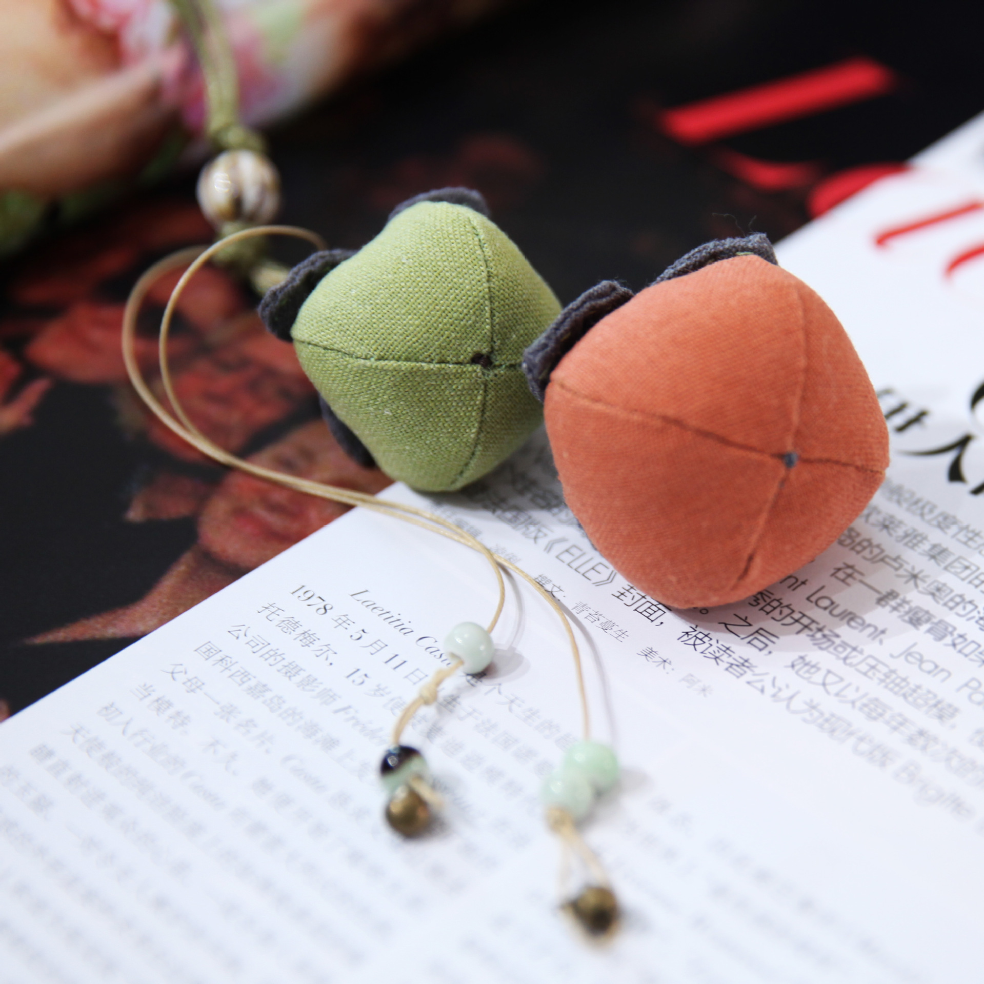 Persimmon Ruyi colgante (producto no terminado)-Naranja + Amarillo Verde