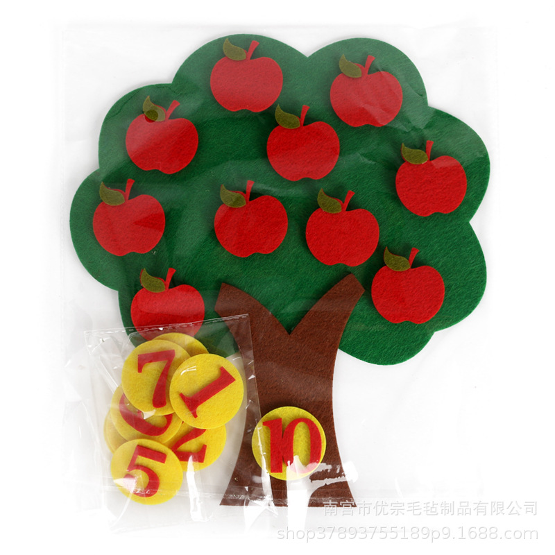 Material didáctico de fieltro para jardín de infancia, kit de conteo y emparejamiento de manzanas, juguetes de matemáticas DIY, modelo de comercio exterior. image 5