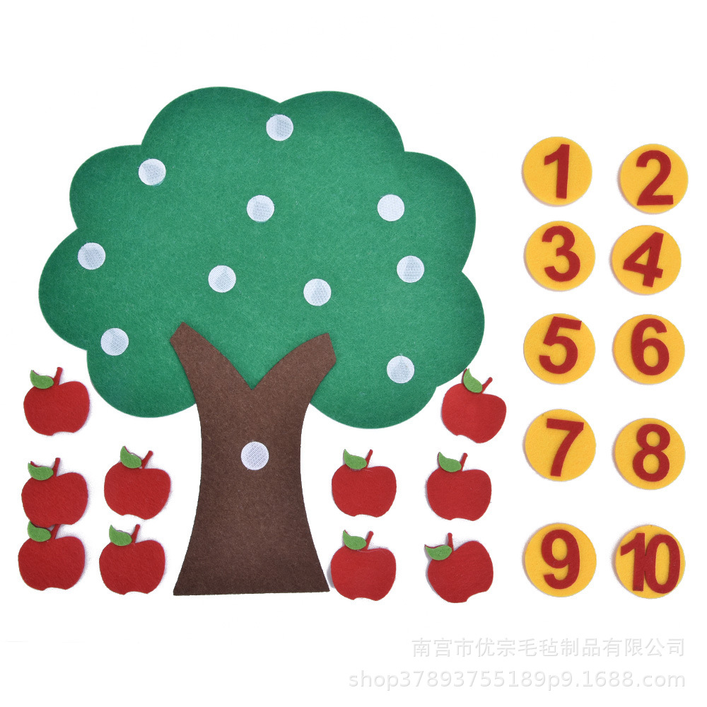Material didáctico de fieltro para jardín de infancia, kit de conteo y emparejamiento de manzanas, juguetes de matemáticas DIY, modelo de comercio exterior. image 6
