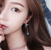 Blue starry sky, earrings, fresh long asymmetrical ear clips with tassels, Japanese and Korean, internet celebrity