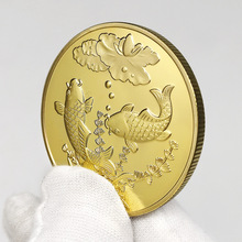金色锦鲤纪念币直播货源金色纪念章2024外贸纪念币文化硬币