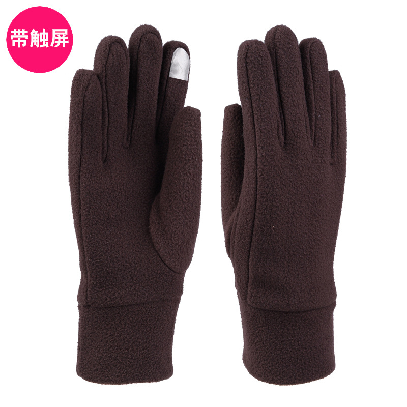 Kazimeng hombres y mujeres de otoño e invierno de una sola capa de lana polar guantes de lana resistente al desgaste durable montar caliente elástico guantes de pantalla táctil